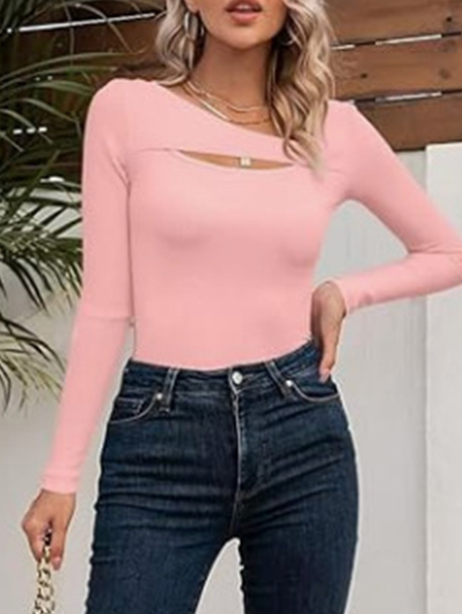 Sexy Fitted T-Shirt with Hollow-Out Top