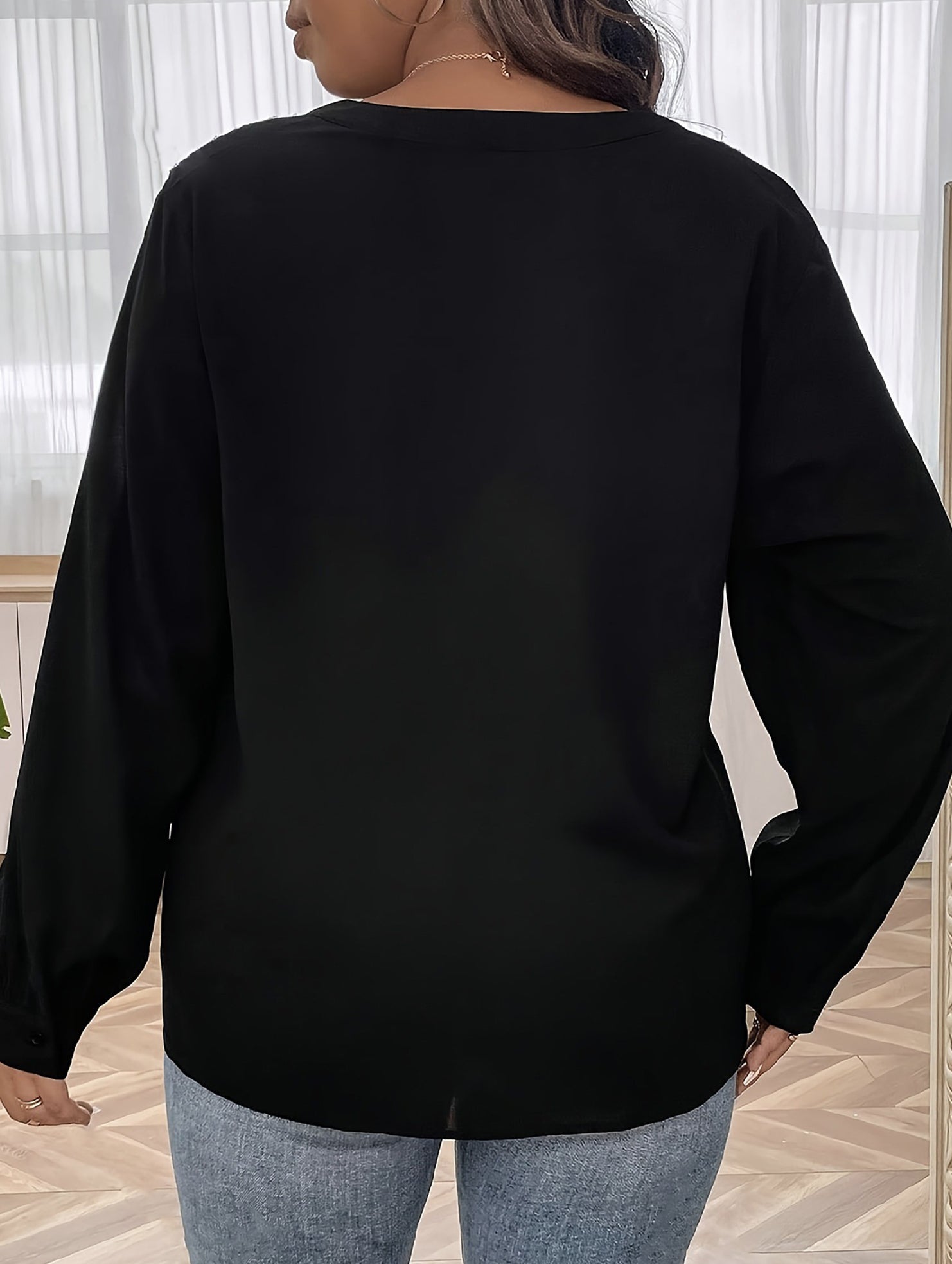 V-neck loose-fitting sequined shirt