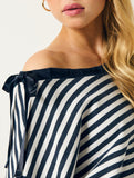 Casual off-shoulder classic striped sweatshirt