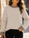 Round neck raglan sleeve solid color T-shirt