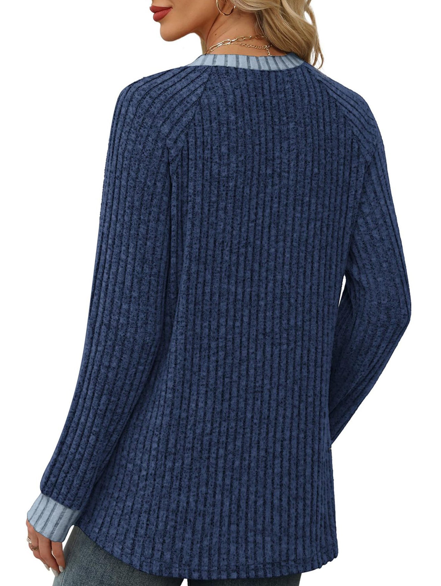 Round neck raglan sleeve solid color T-shirt