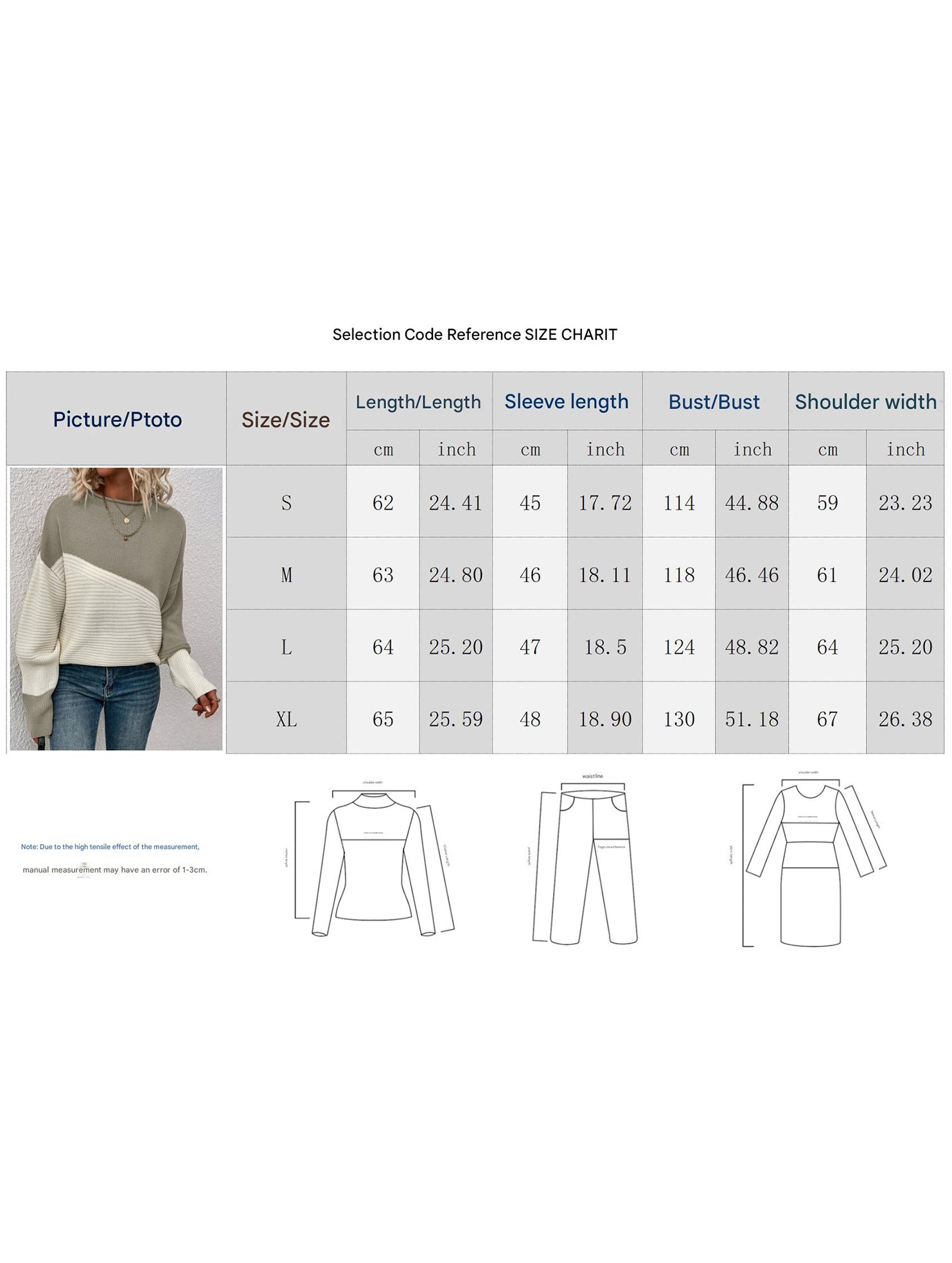 Color-blocked long-sleeved crew neck knit sweater