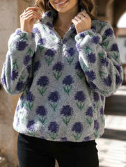 Stylish Stand Collar Long Sleeve Sweatshirt