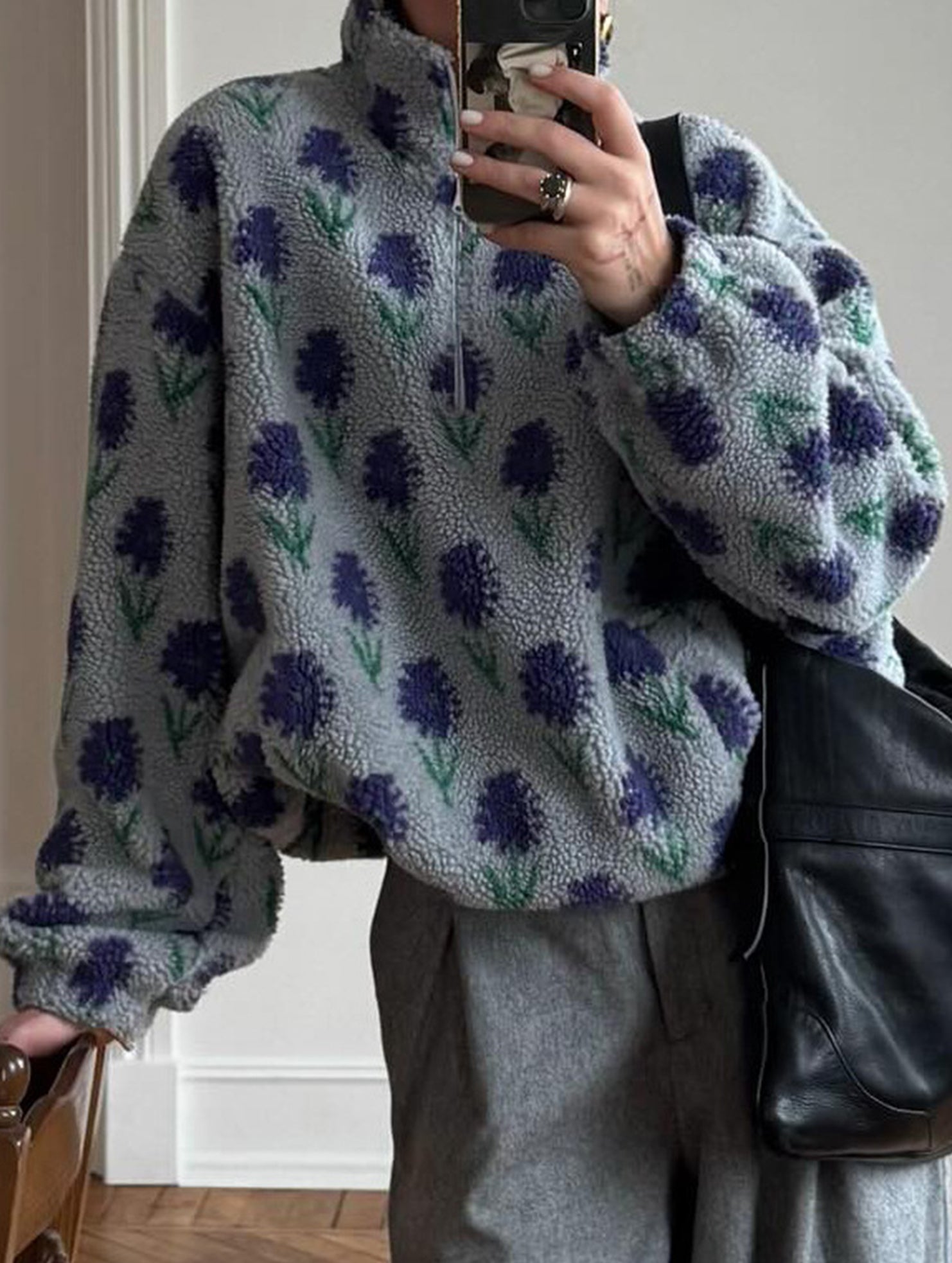 Stylish Stand Collar Long Sleeve Sweatshirt