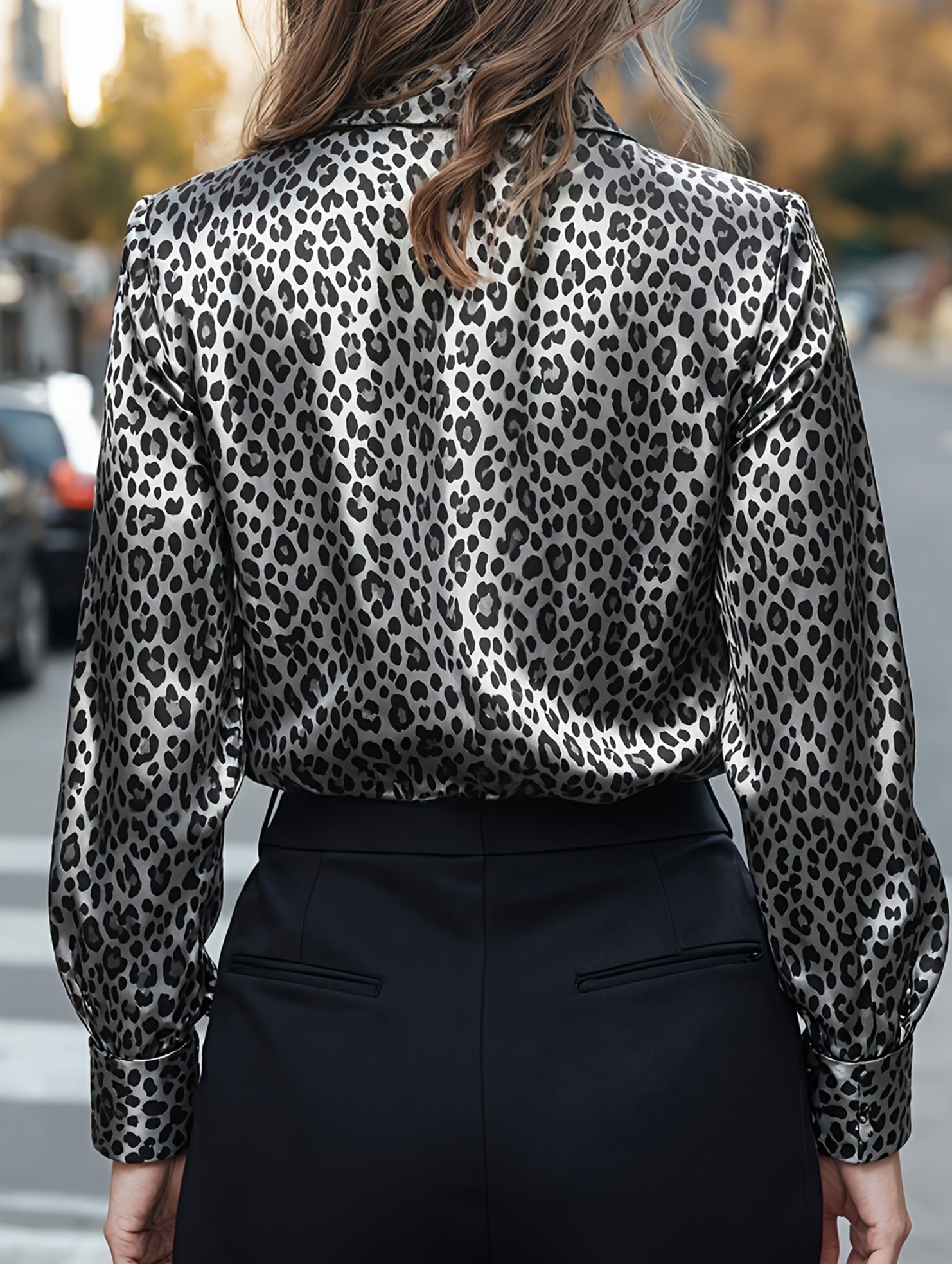 A SOPHISTICATED SATIN LEOPARD PRINT SHIRT