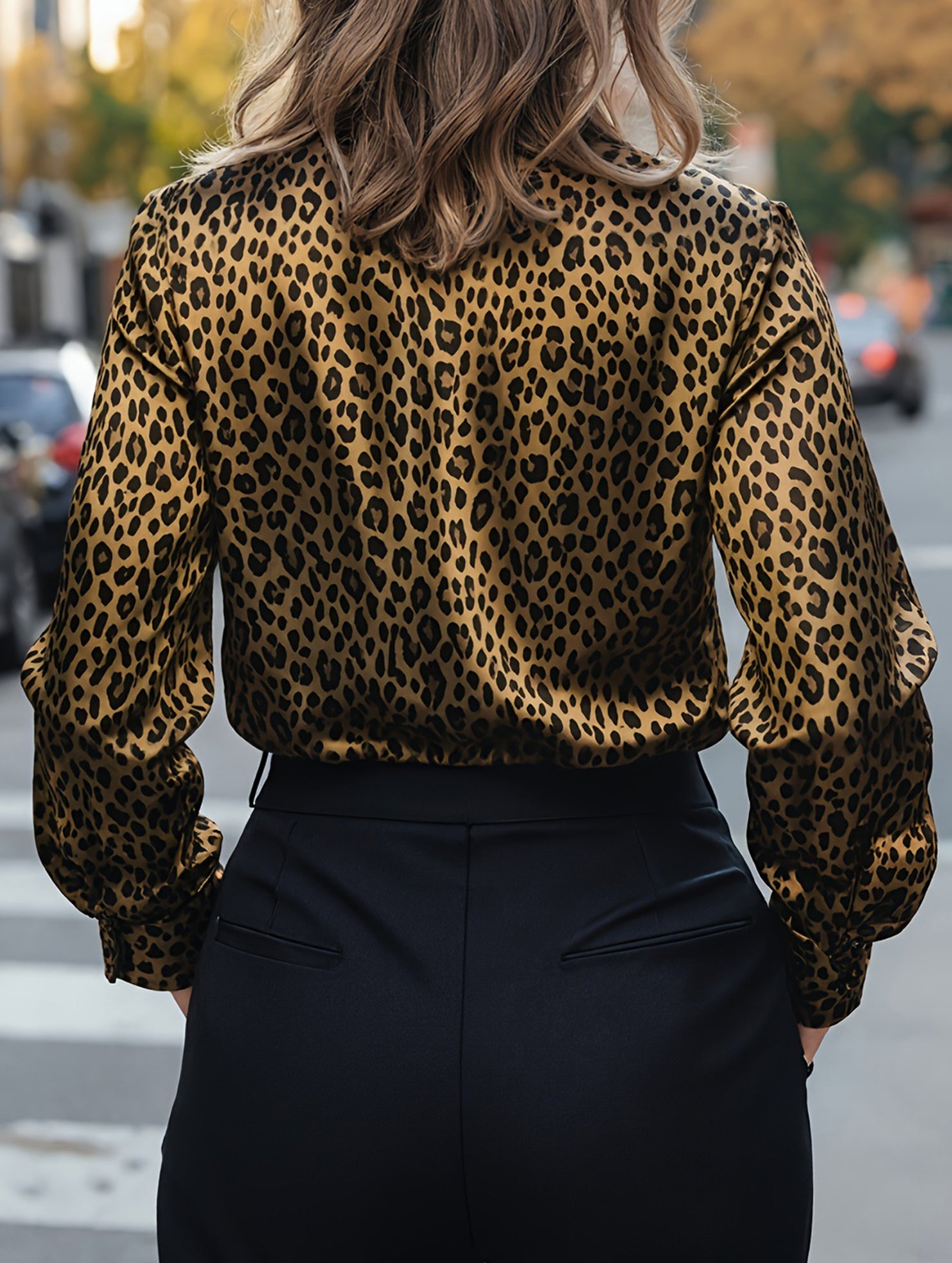 A SOPHISTICATED SATIN LEOPARD PRINT SHIRT