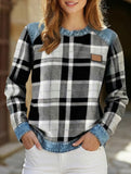 RETRO PLAID PATCHWORK SWEATSHIRT