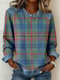 RETRO PLAID PATCHWORK SWEATSHIRT