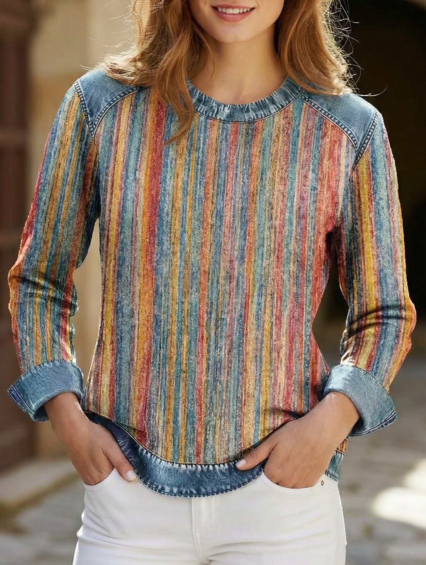 RETRO PLAID PATCHWORK SWEATSHIRT