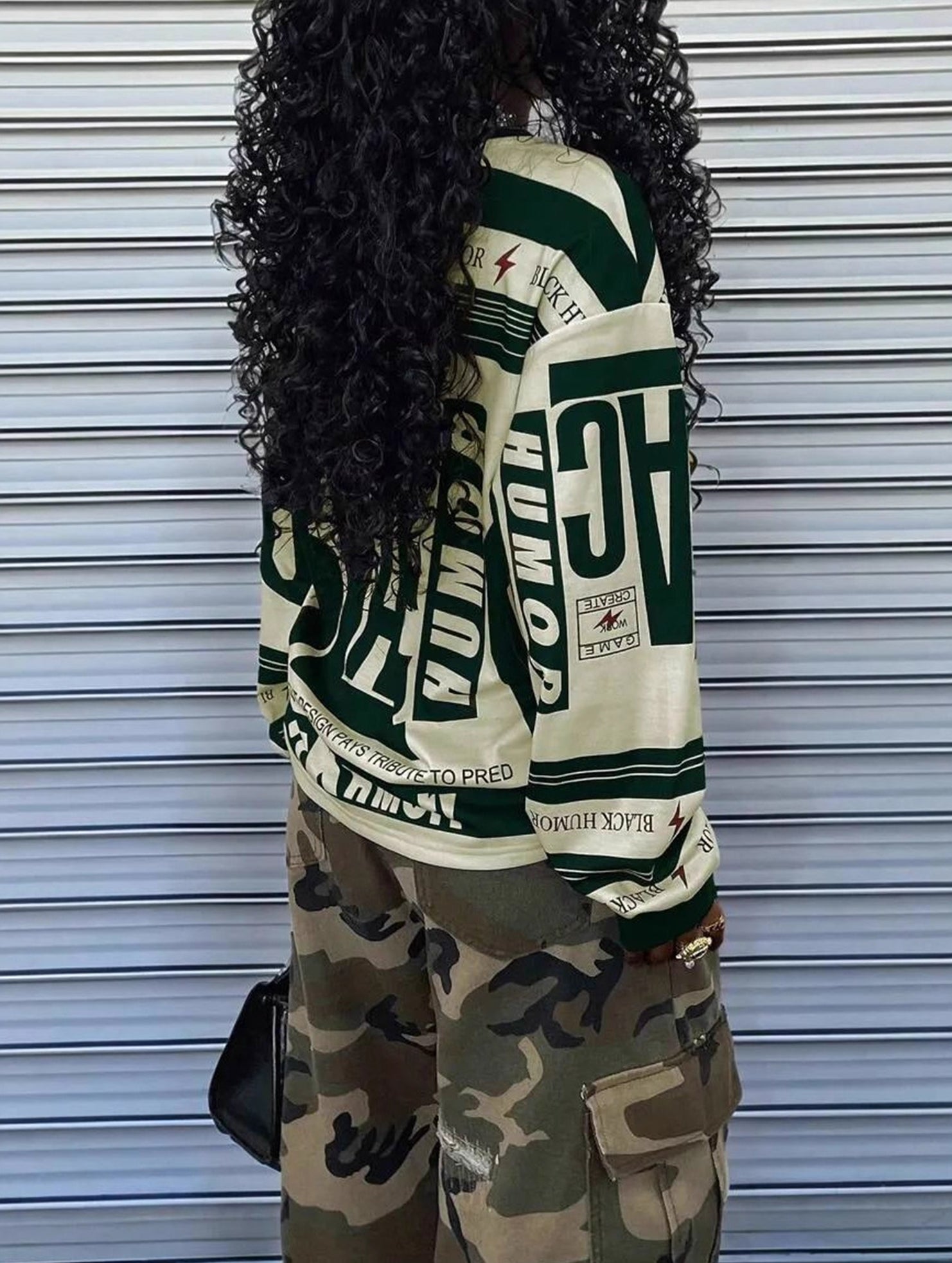 Retro print oversized sweatshirt