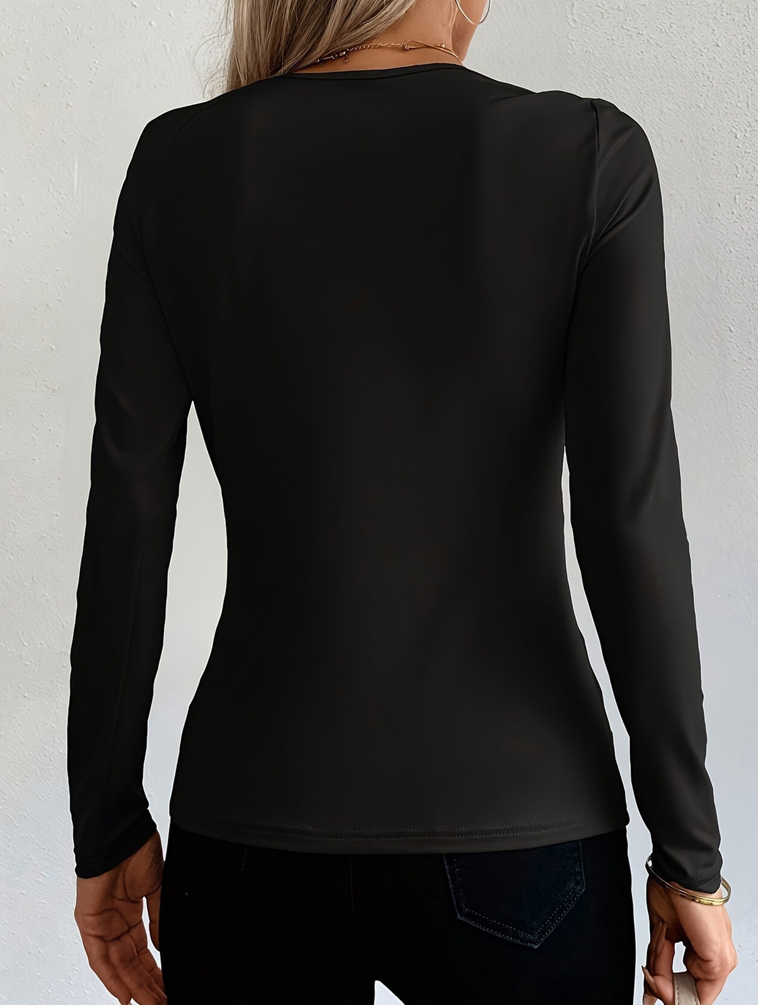 Versatile black openwork top_CWTBLL02024
