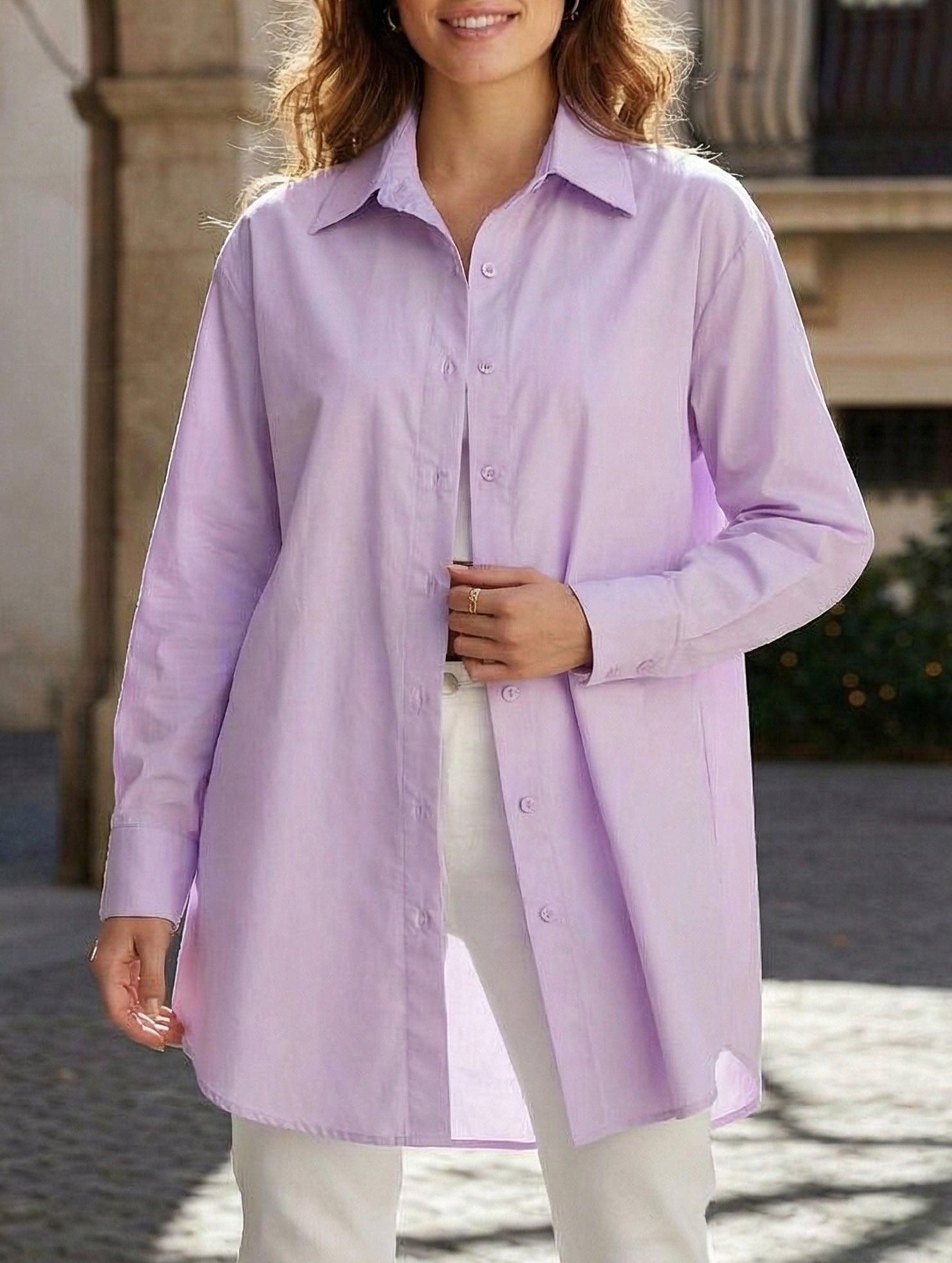 Solid color fashionable casual long-sleeved shirt for women_CWTBLL02025