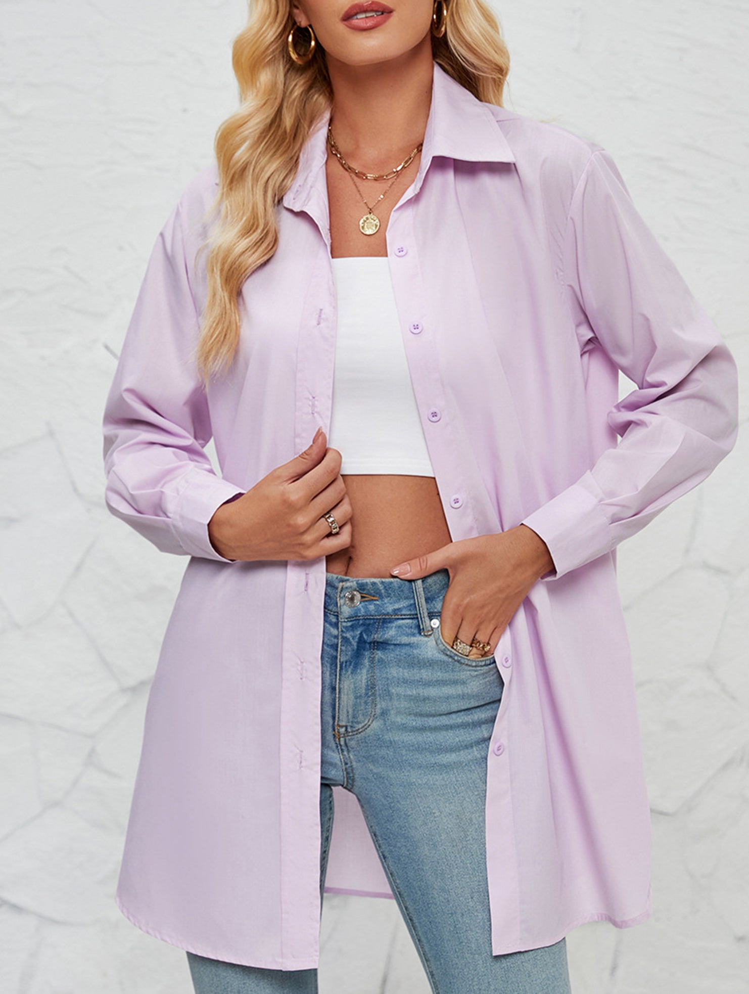 Solid color fashionable casual long-sleeved shirt for women_CWTBLL02025