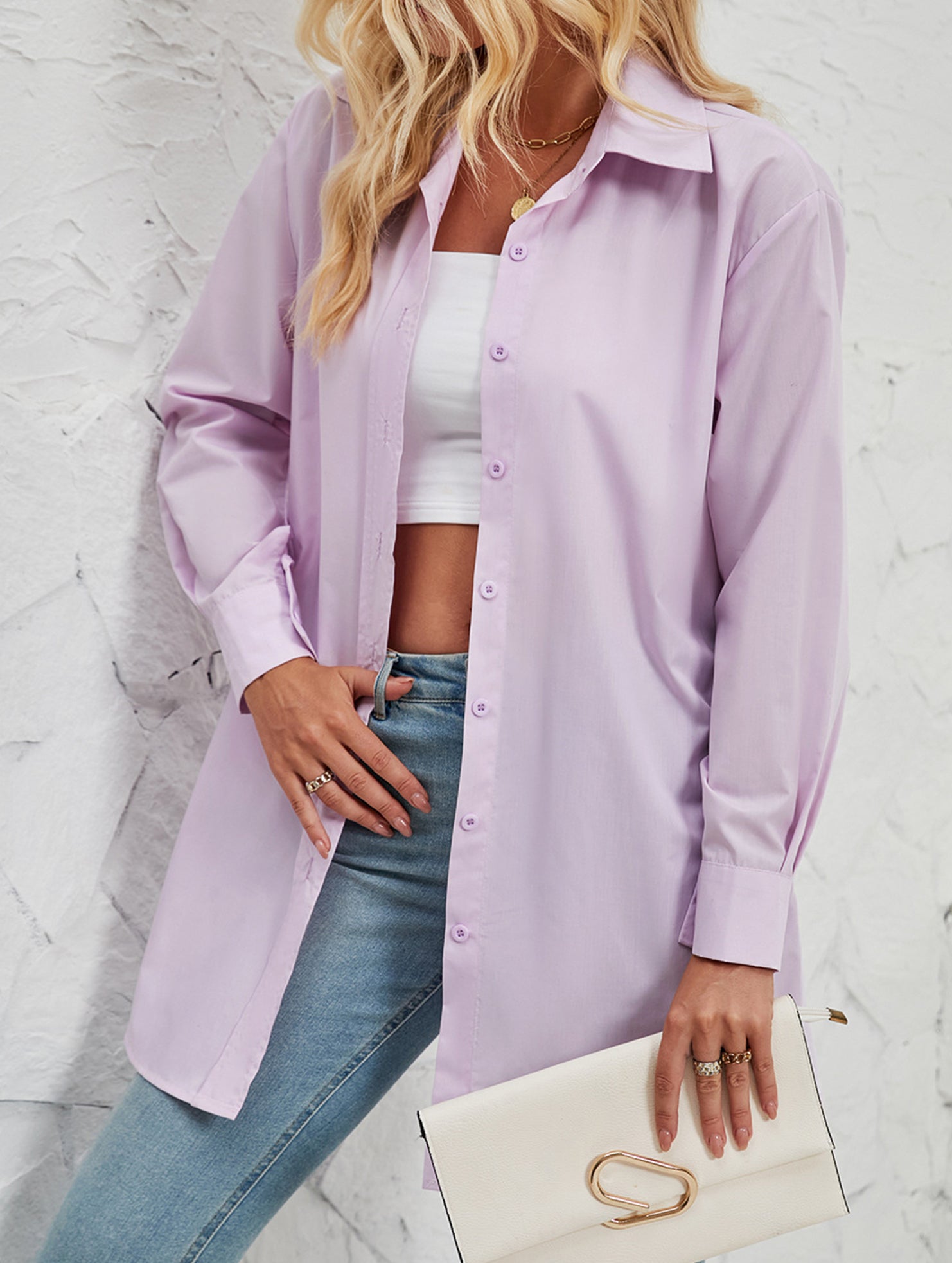Solid color fashionable casual long-sleeved shirt for women_CWTBLL02025