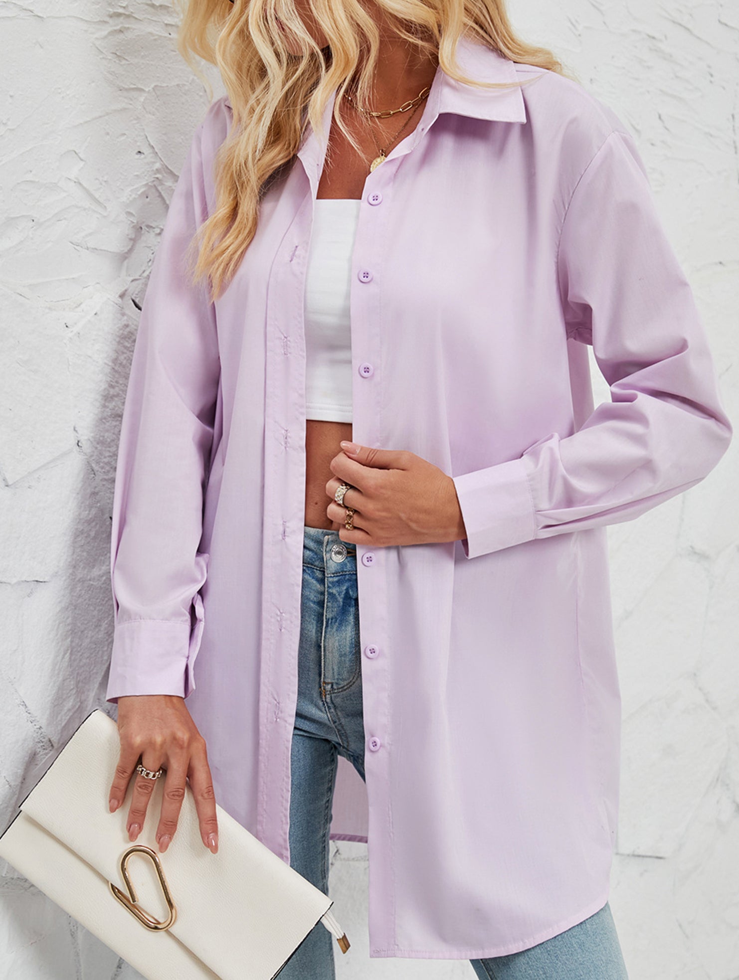 Solid color fashionable casual long-sleeved shirt for women_CWTBLL02025