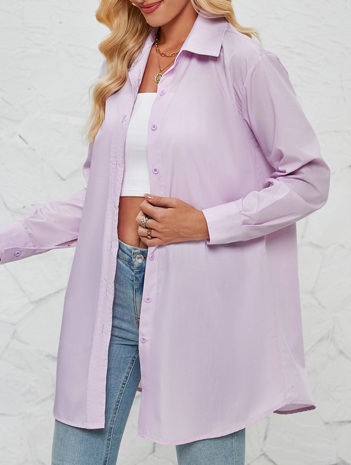Solid color fashionable casual long-sleeved shirt for women_CWTBLL02025