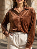 Stylish velvet collared shirt