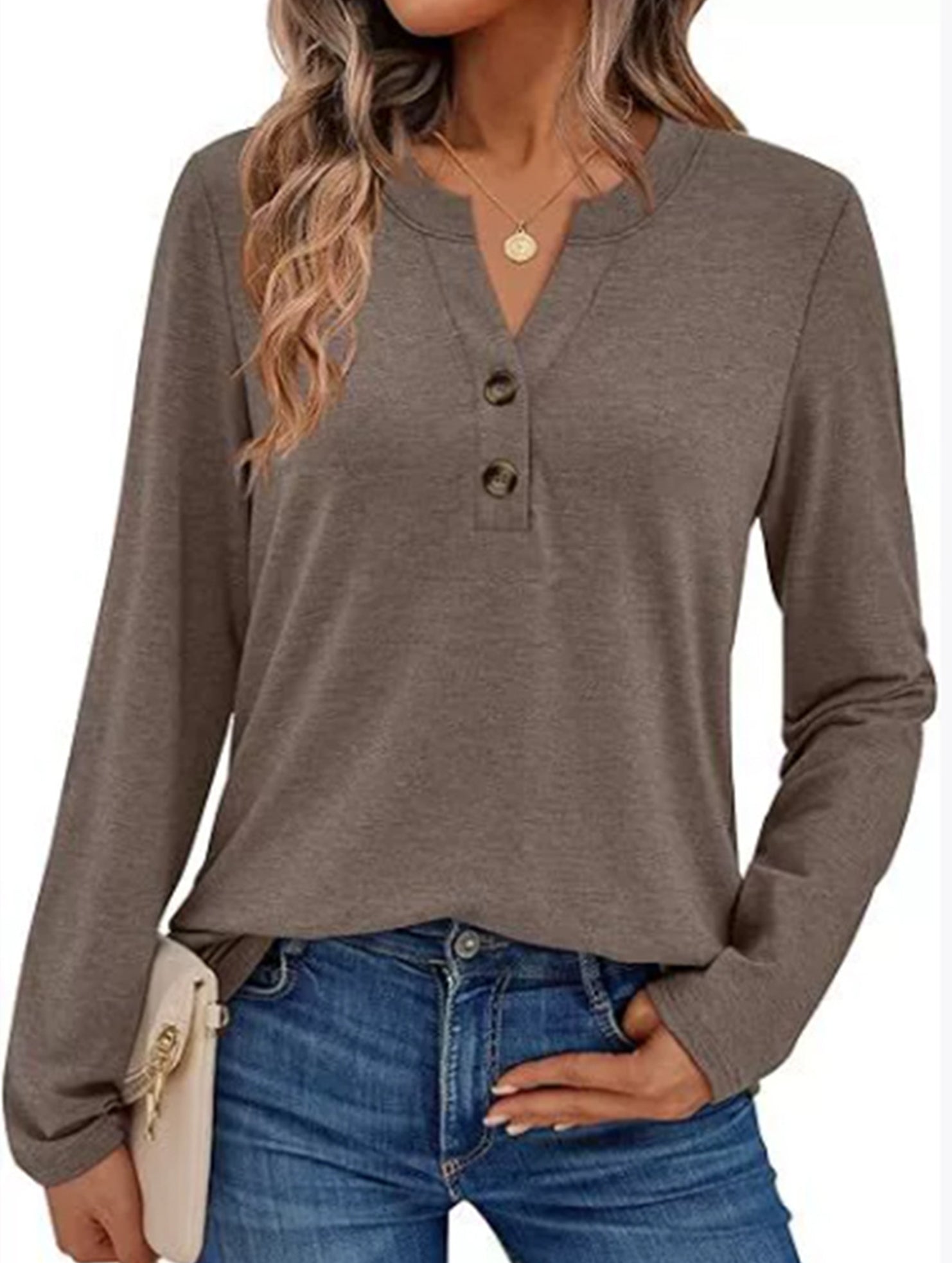 Women's Long-Sleeved V-Neck Casual/Business Top_CWTBLL02048