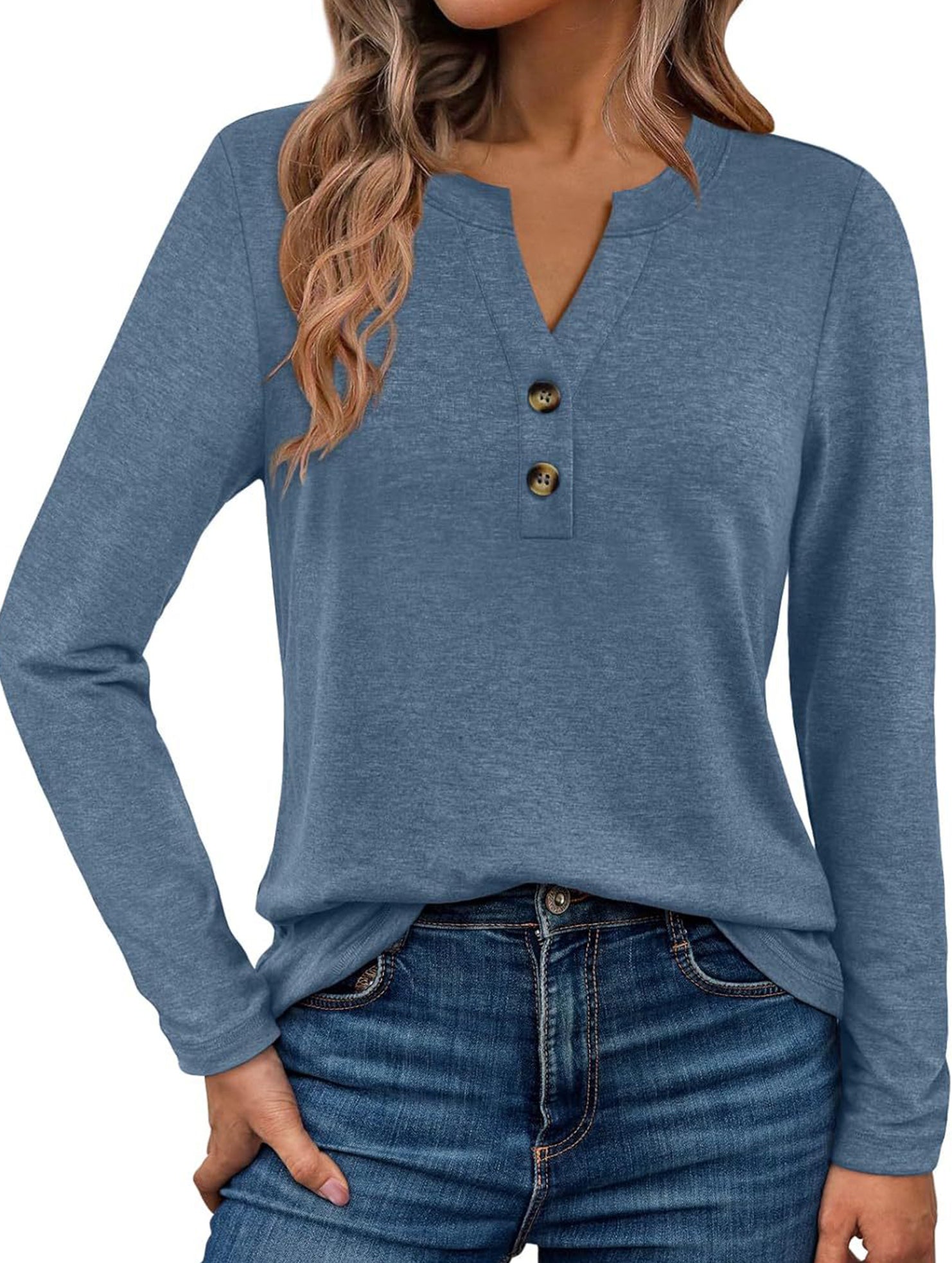 Women's Long-Sleeved V-Neck Casual/Business Top_CWTBLL02048
