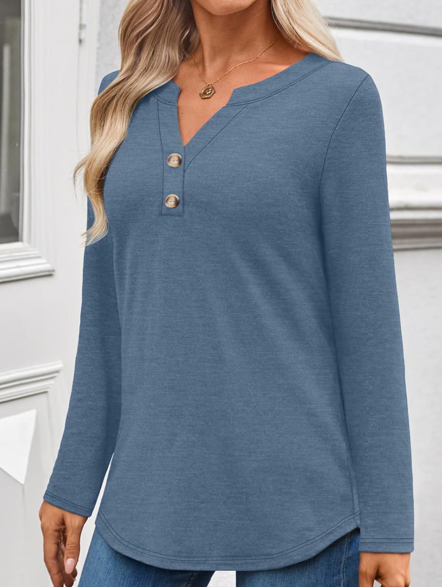 Women's Long-Sleeved V-Neck Casual/Business Top_CWTBLL02048