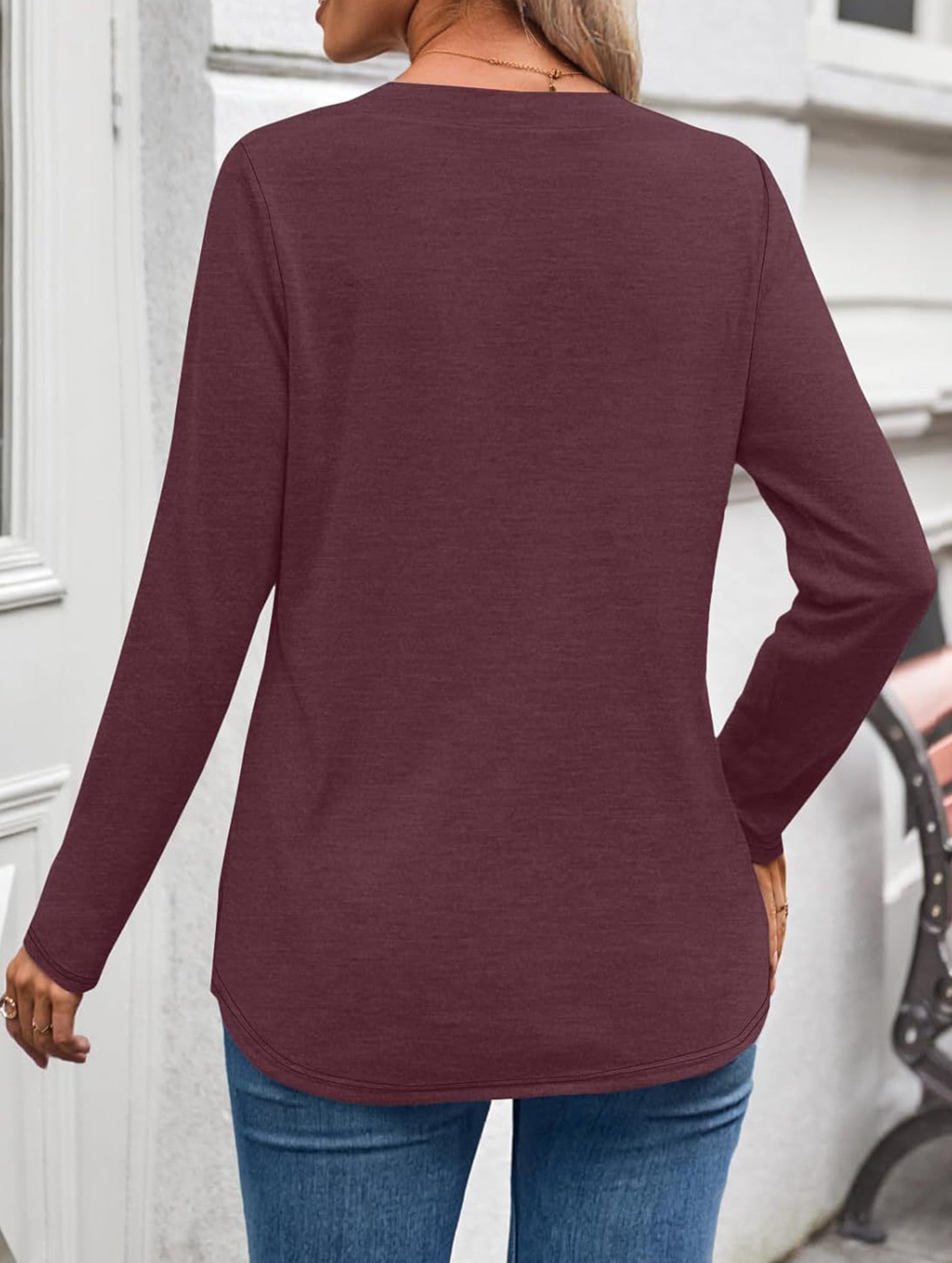 Women's Long-Sleeved V-Neck Casual/Business Top_CWTBLL02048