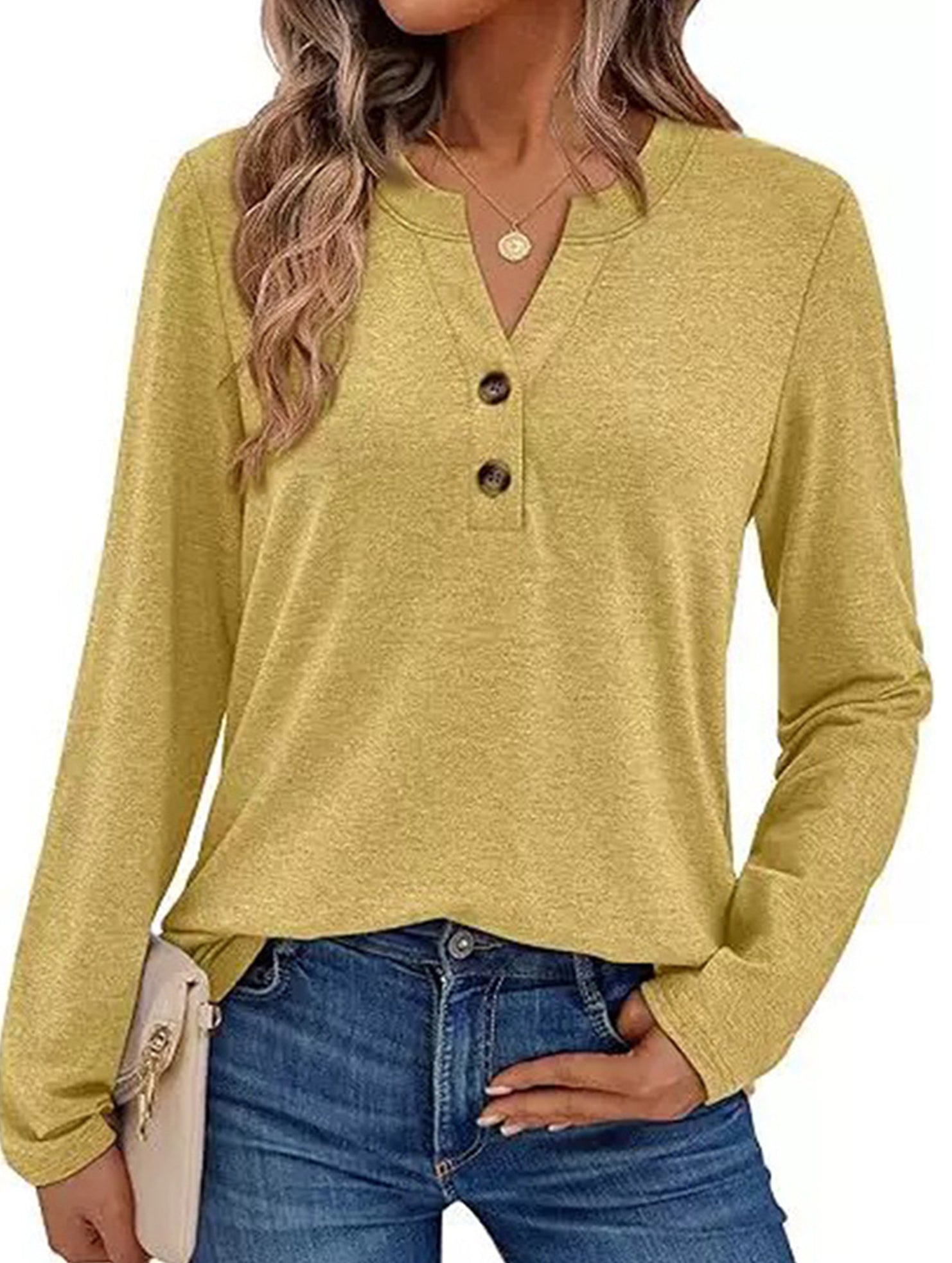 Women's Long-Sleeved V-Neck Casual/Business Top_CWTBLL02048