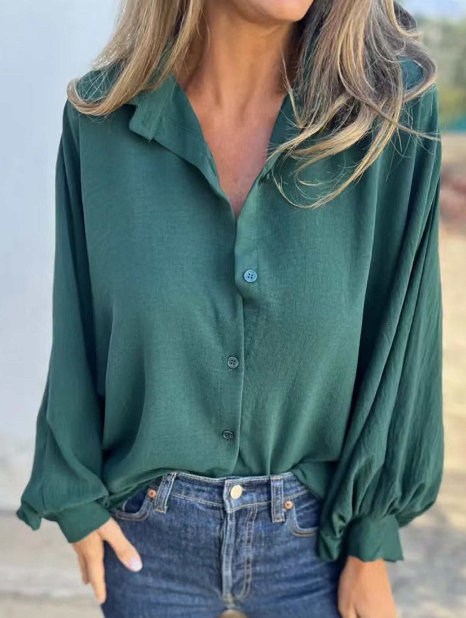 Versatile collared button-down shirt for women_CWTBLL02100
