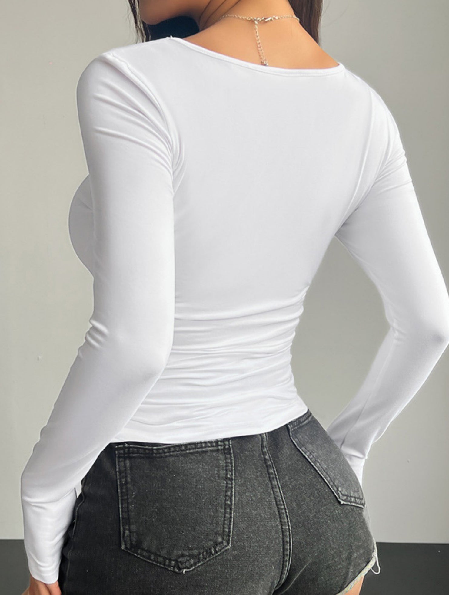 Square neck pullover bodycon casual top for women_CWTBLL02101