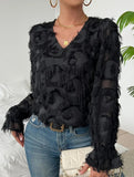 Fringe Shimmer Long Sleeve Blouse_CWTBLL02118