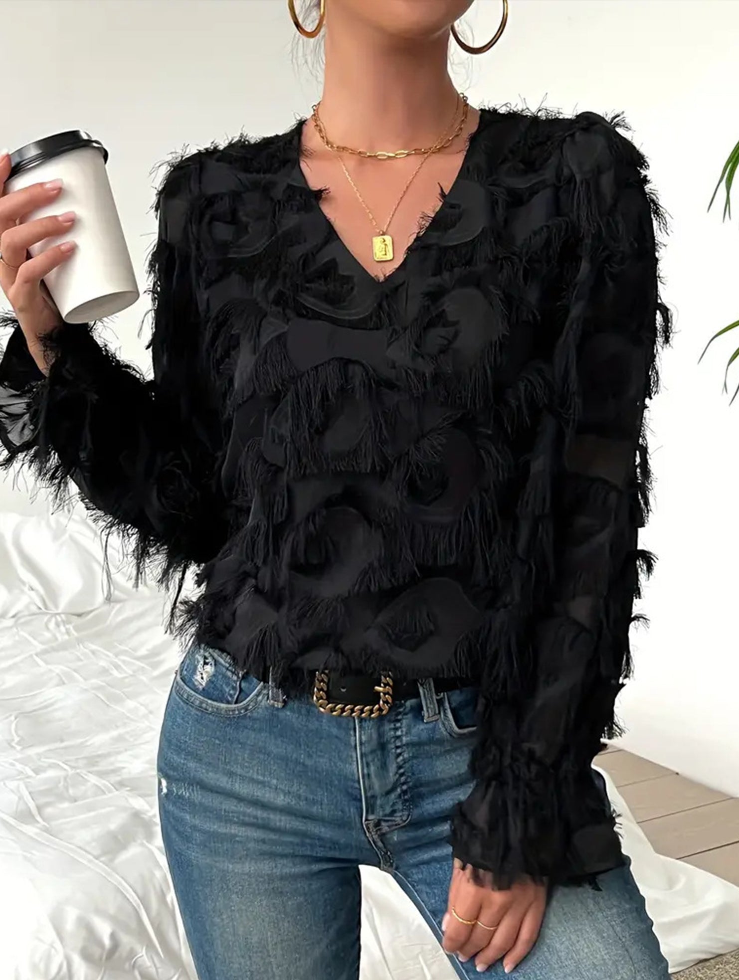 Fringe Shimmer Long Sleeve Blouse_CWTBLL02118