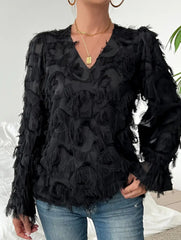Fringe Shimmer Long Sleeve Blouse_CWTBLL02118