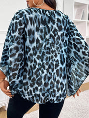 Plus Size Leopard V Neck Bow Blouse_CWTBLL02122