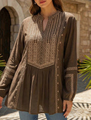Embroidered Loose Shrimp Skin Shirt for Women_CWTBLL02146