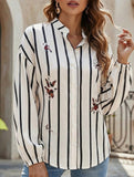 Elegant Striped Single-Breasted Office Shirt_CWTBLL02152