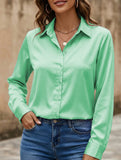 Satin imitation silk shirt for women_CWTBLL02176