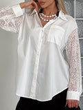 White Lace Patchwork Collared Blouse Shirt_CWTBLL02225