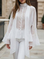 Sexy Tencel Ruffle Sleeve Mid-Length Blouse for Women_CWTBLL02235