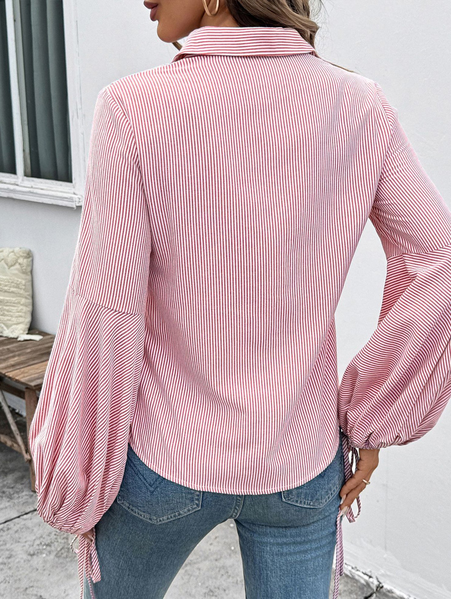Elegant Striped Office Shirt for Women_CWTBLL02237