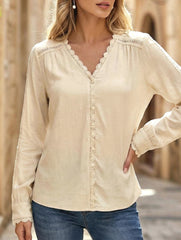 Red Long Sleeve Casual Shirt for Women_CWTBLL02239