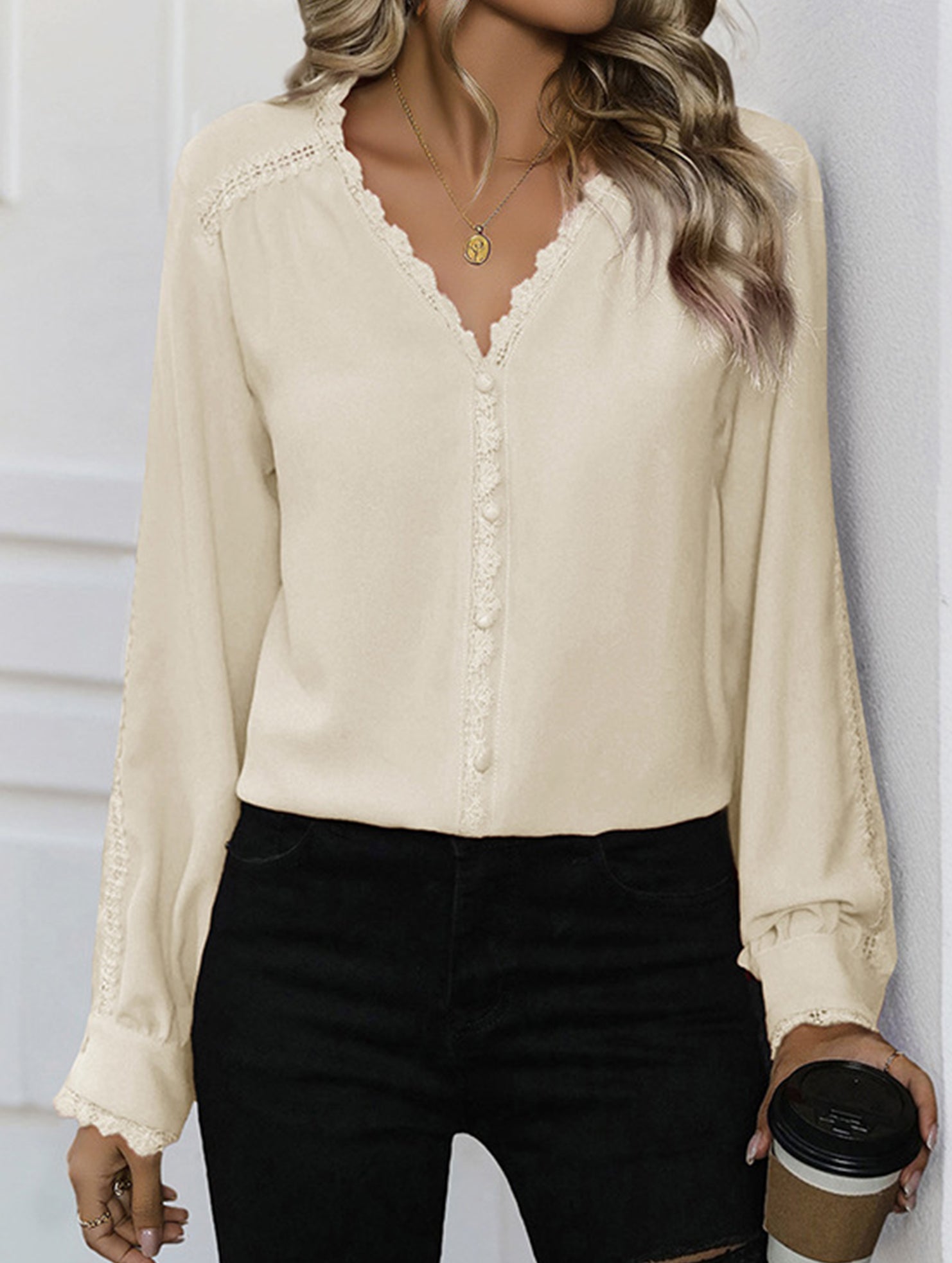 Red Long Sleeve Casual Shirt for Women_CWTBLL02239