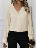 Red Long Sleeve Casual Shirt for Women_CWTBLL02239