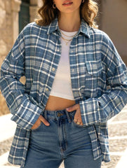 Loose Plaid Lightweight Shirt Jacket_CWTBLL02241