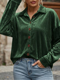Velvet Long Sleeve Button Shirt Top_CWTBLL02275