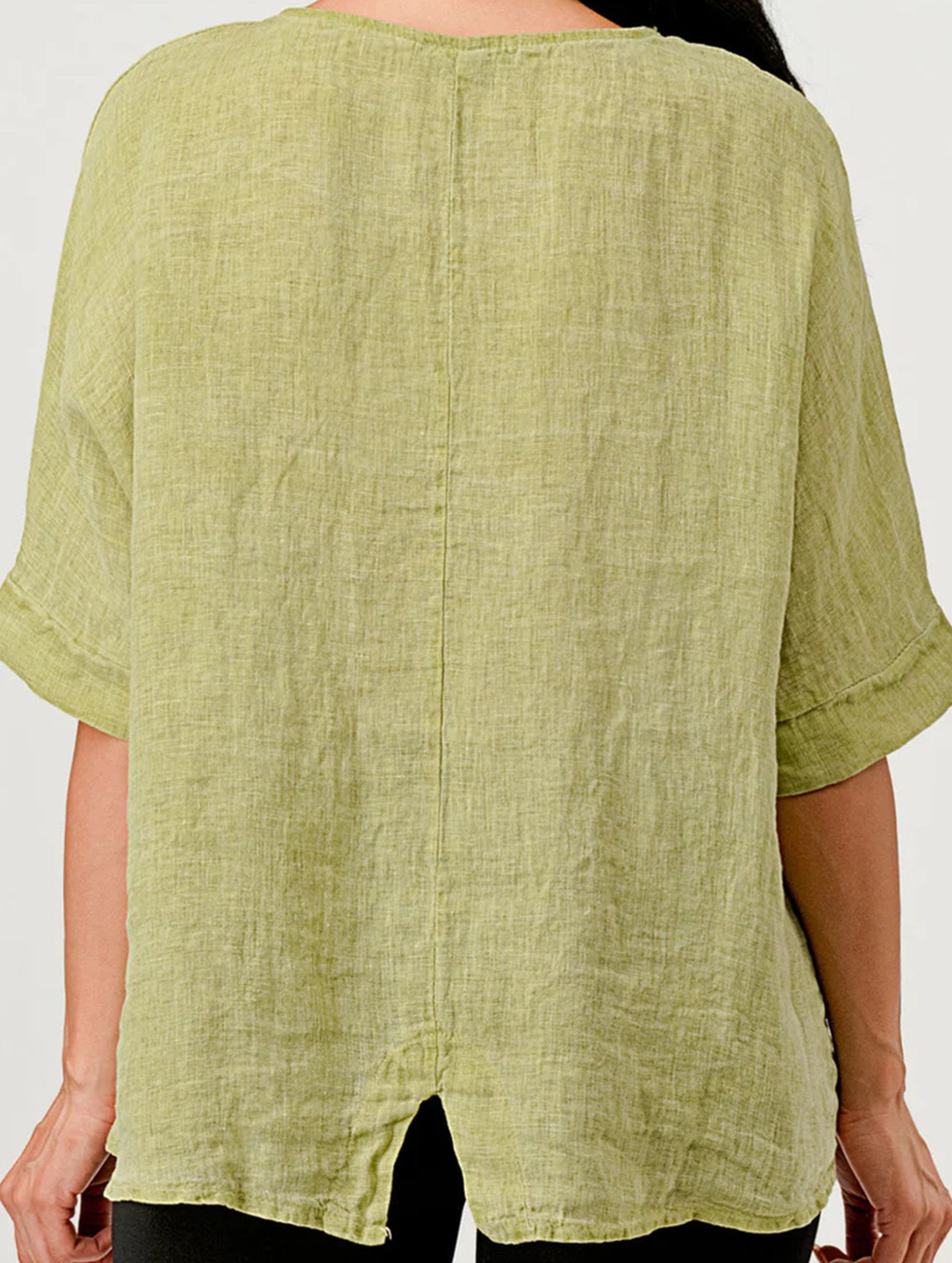 Round Neck Cotton Linen Short Sleeve Shirt_CWTBLL02279