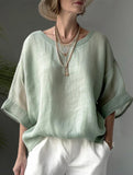 Loose Fit Plus Size Crewneck Casual Shirt_CWTBLL02281