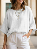 Loose Fit Plus Size Crewneck Casual Shirt_CWTBLL02281