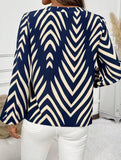 Printed V Neck Long Sleeve Casual Shirt