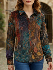 Vintage Floral Print Button Shirt_CWTBLL02329
