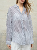 100% Ramie Striped Lightweight Shirt_CWTBLL02354
