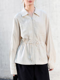 Tencel Linen Waist Drawstring Utility Jacket_CWTBLL02355